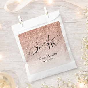 Rose Gold Glam Glitzer Sweet 16 Script Custom Geschenktütchen