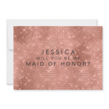 Rose Gold Glam Glitzer Trauzeugin Request Cards