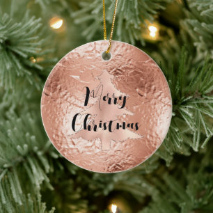 Rose Gold Glam Glitzer Weihnachtsbaum Keramik Ornament