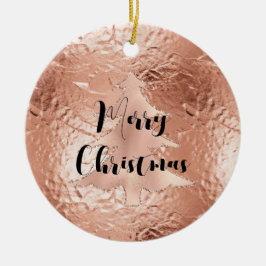 Rose Gold Glam Glitzer Weihnachtsbaum Keramik Ornament