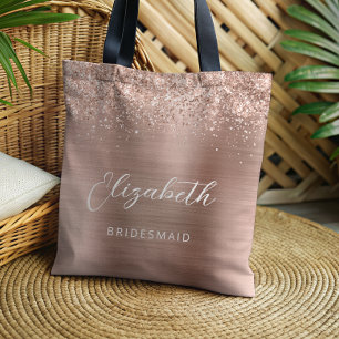Rose Gold Glam Metallic Moderne Schrift Brautjungf