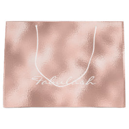 Rose Gold Glam Minimal Schönheit Metallisch Weiß Große Geschenktüte