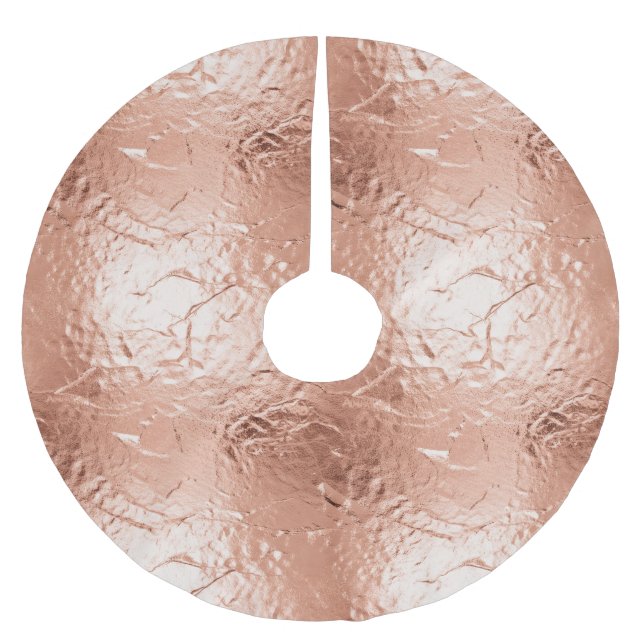 Rose Gold Glam Polyester Weihnachtsbaumdecke (Vorderseite)