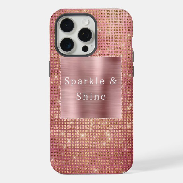 Rose Gold Glam Sparkle iPhone Hülle (Rückseite)