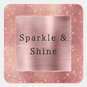 Rose Gold Glam Sparkle Quadratischer Aufkleber
