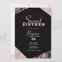 Rose Gold Glamour Geometric Modern Sweet 16 Party
