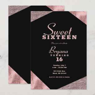 Rose Gold Glamour Geometrisch Moderne Sweet 16 Par Einladung