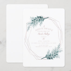 Rose-Gold Glamour Geometrischer Botanischer Brautp Einladung