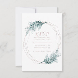 Rose Gold Glamour Geometrischer Botanischer Hochze RSVP Karte