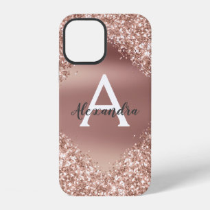 Rose Gold Glamour Luxus Glitter Monogramm iPhone 12 Hülle