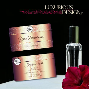 Rose Gold Glamour Sparkling Glitzer Logo Monogram Visitenkarte