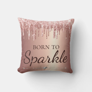 Rose Gold Glamour triefender Glitter Born To Funke Kissen