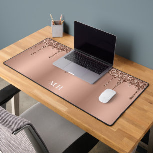 Rose Gold Glamouröses Mädchen mit Glitter Luxus-Mo Schreibtischunterlage