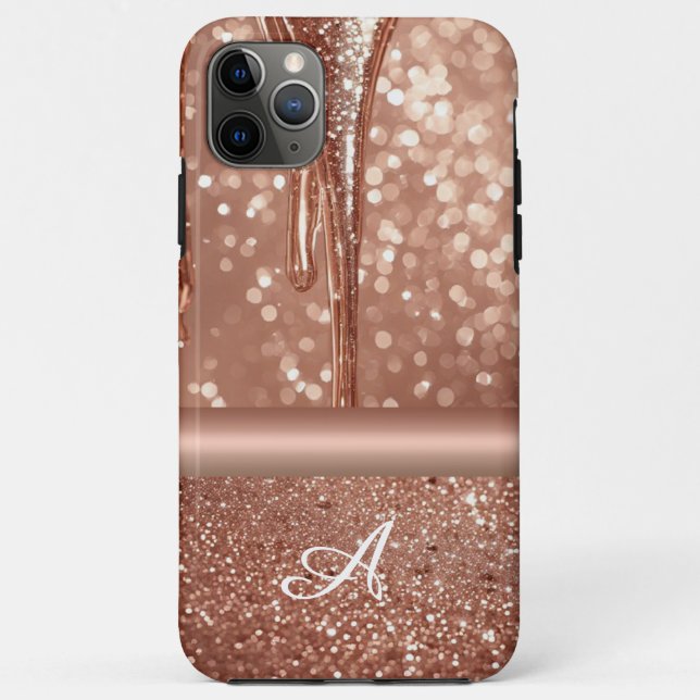 Rose Gold Glanz Fluss Custom Name Glitter Tropf Case-Mate iPhone Hülle (Rückseite)