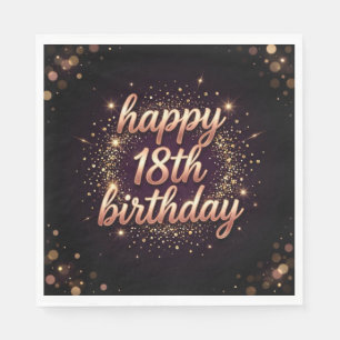 Rose-Gold Glanz Happy 18. Geburtstag Design  Serviette