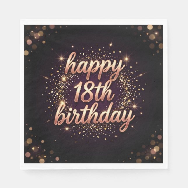 Rose-Gold Glanz Happy 18. Geburtstag Design  Serviette (Vorderseite)