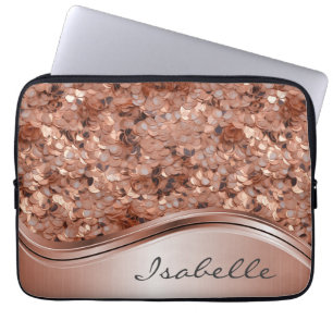 Rose Gold Glitter 3D-Optik Personalisiert Laptopschutzhülle