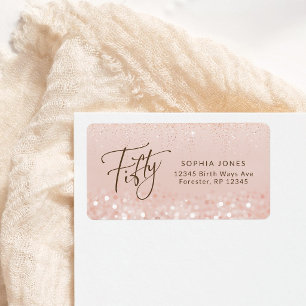 Rose Gold Glitter 50. Geburtstags-Adresse Adressaufkleber