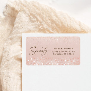 Rose Gold Glitter 70. Geburtstags-Adresse Adressaufkleber