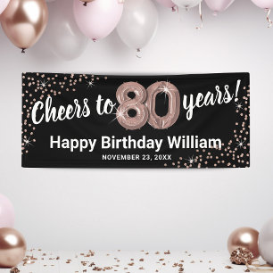 Rose Gold Glitter 80. Geburtstag Banner