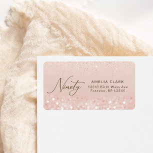 Rose Gold Glitter 90. Geburtstags-Adresse Adressaufkleber
