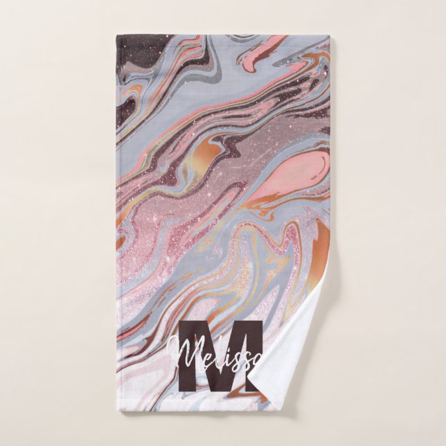 Rose Gold Glitter and Marble Badhandtuch Set (Handtuch)