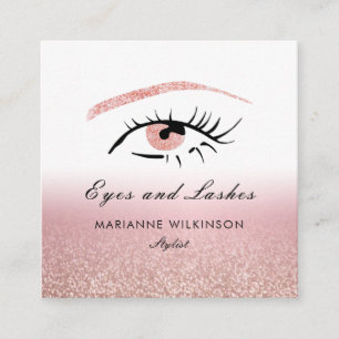 Rose Gold Glitter Augen Brauen Wimpern Quadratische Visitenkarte