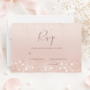 Rose Gold Glitter Baby Shower RSVP Karte