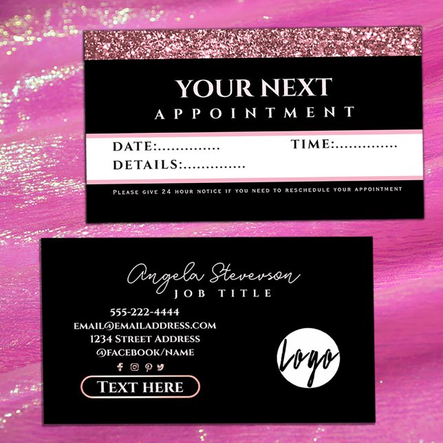 Rose Gold Glitter Beauty Salon appointment card Visitenkarte (Rose Gold Glitter Beauty Salon appointment card #zazzlemade #yournextappointment #luxuryappointment)