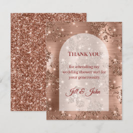 Rose Gold Glitter Bogen Hochzeitstauf Danksagung Dankeskarte