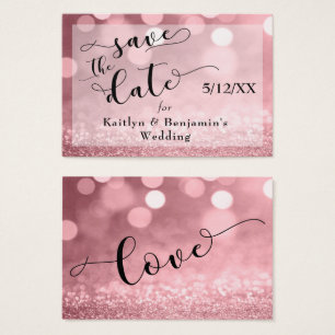 Rose Gold Glitter Bokeh & Typografie „Save the Dat