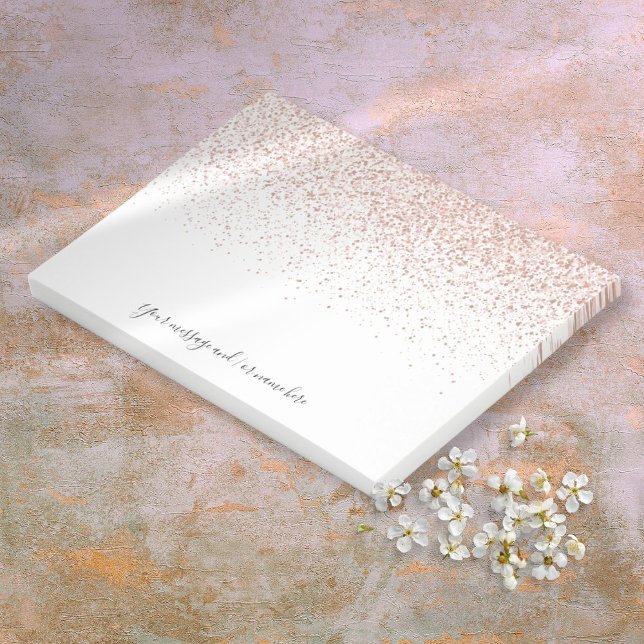 Rose Gold Glitter Chic Script Individuelle Nachric Post-it Klebezettel (Rose Gold Glitter Chic Script Custom Message Post-it Notes)