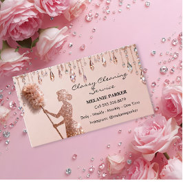 Rose Gold Glitter Classy Cleaning Services Visitenkarte