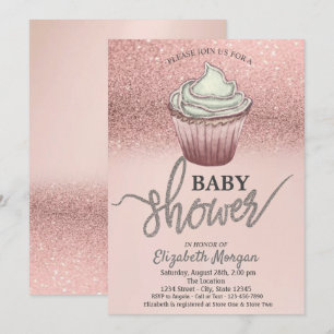 Rose Gold Glitter Cupcake Einladung