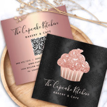Rose Gold Glitter Cupcake QR Code auf schwarzer Bä