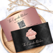 Rose Gold Glitter Cupcake QR Code Bäckerei auf Sch