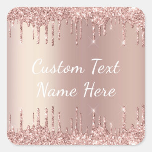 Rose Gold Glitter Custom Text Name Aufkleber Gesch
