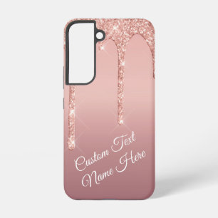 Rose Gold Glitter Custom Text Samsung Galaxy Hülle
