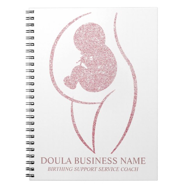 Rose Gold Glitter Doula & Birth Coach Journal Notizblock (Vorderseite)
