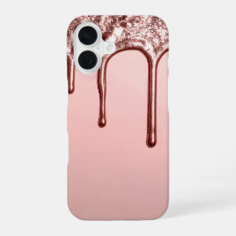 Rose Gold Glitter Drip – Glam Metallic iPhone 16 Hülle