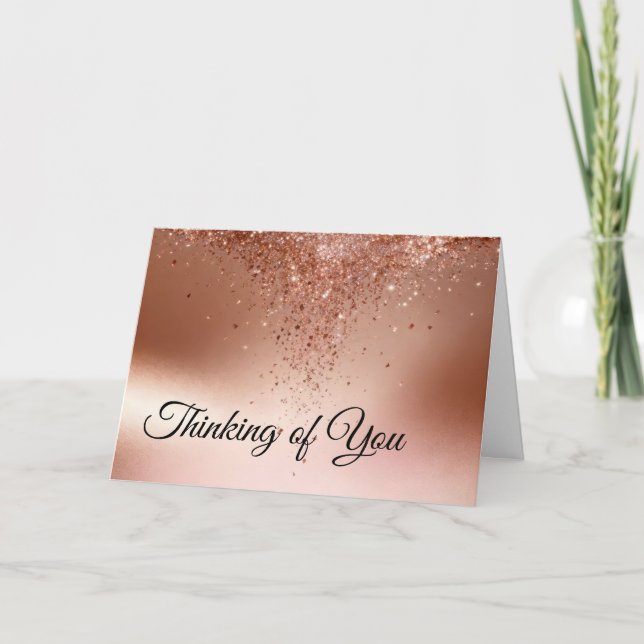  Rose Gold Glitter Drip Sympathy Karte (Vorderseite)