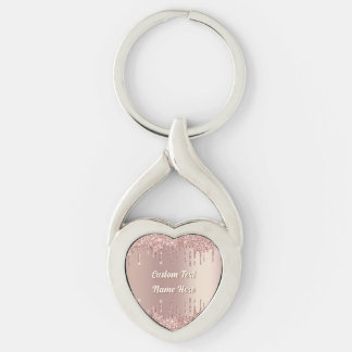 Rose Gold Glitter Drips Custom Text Keychain Gift Schlüsselanhänger