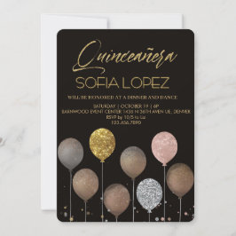 Rose Gold Glitter Elegant Quinceañera  Einladung