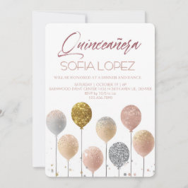 Rose Gold Glitter Elegant Quinceañera  Einladung