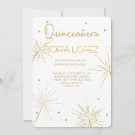 Rose Gold Glitter Elegant Quinceañera Einladung