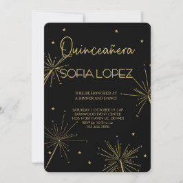 Rose Gold Glitter Elegant Quinceañera  Einladung