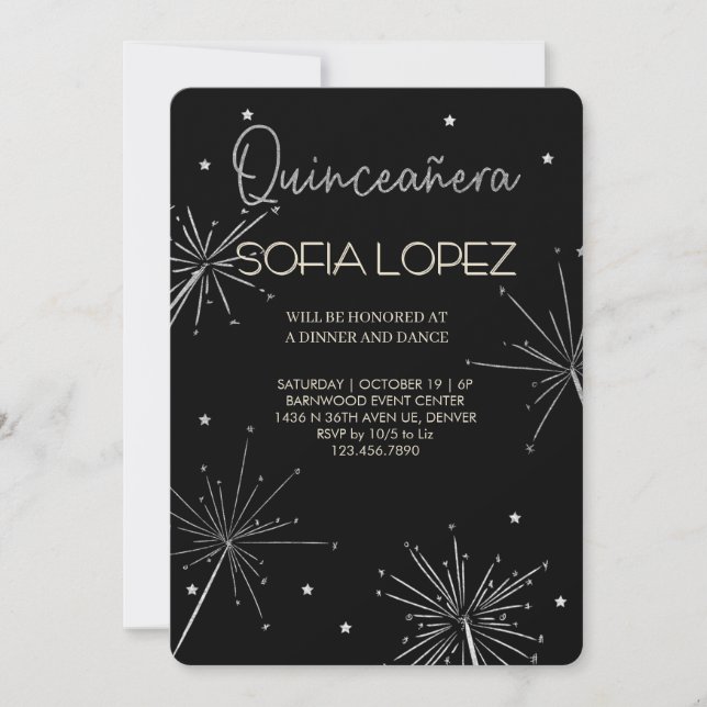 Rose Gold Glitter Elegant Quinceañera  Einladung (Vorderseite)