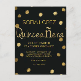 Rose Gold Glitter Elegant Quinceañera  Postkarte