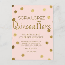 Rose Gold Glitter Elegant Quinceañera  Postkarte