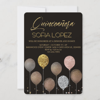 Rose Gold Glitter Elegante Quinceañera Einladung